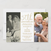 2 Foto dann und jetzt 50. Hochzeitstag Einladung (Vorderseite)