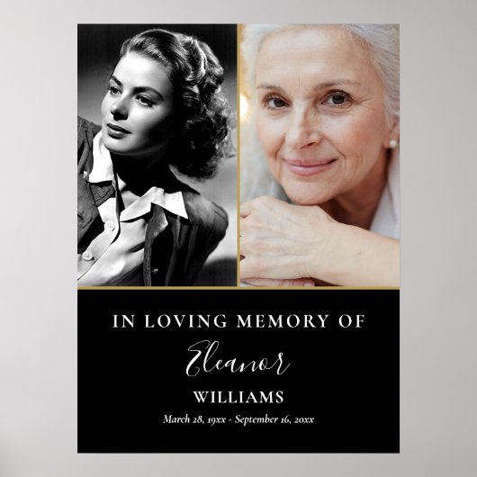 2 Foto dann und jetzt Gedenkfeier des Lebens Poster (Vorne)