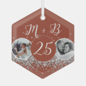 2 Foto Dann und jetzt Hochzeitstag Ornament Aus Glas (Vorderseite)