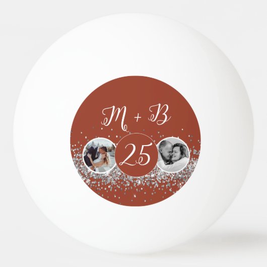 2 Foto Dann und jetzt Hochzeitstag Tischtennisball (Vorderseite)