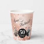 2 Foto Dann und jetzt JEDES JAHR Hochzeit Jubiläum Pappbecher (Vorderseite)