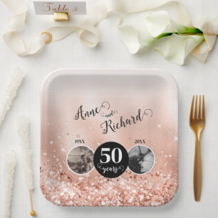 2 Foto Dann und jetzt JEDES JAHR Hochzeit Jubiläum Pappteller