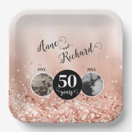 2 Foto Dann und jetzt JEDES JAHR Hochzeit Jubiläum Pappteller
