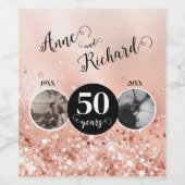 2 Foto Dann und jetzt JEDES JAHR Hochzeit Jubiläum Weinetikett (Einzelnes Label)