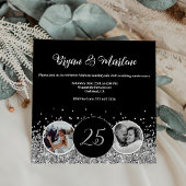 2 Foto Dann und Jetzt Silberne Hochzeit Jahrestag Einladung