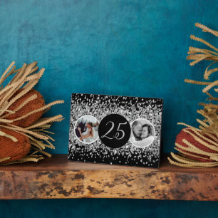 2 Foto Dann und Jetzt Silberne Hochzeit Jahrestag Fotoplatte