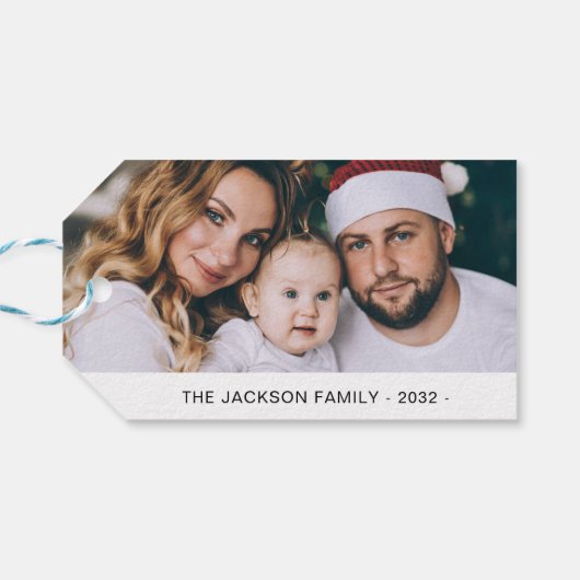 2 Foto der Familie Die schönste Zeit Weihnachten Geschenkanhänger (Rückseite Horizontal)