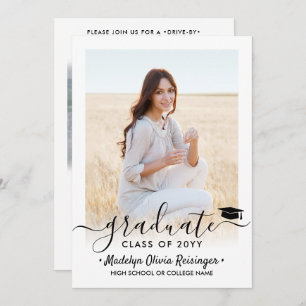 2-Foto-Drive-by-Abschluss-Parade einfach modern Einladung