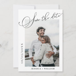 2 Foto Einfach elegante Kalligraphie Hochzeit Save The Date