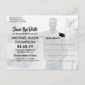 2 Foto Einfach Moderner Abschluss Save the Date Postkarte (Rückseite)
