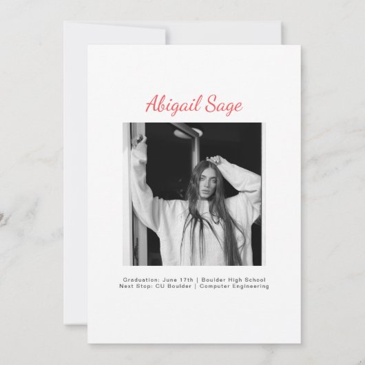 2 Foto Einfach Moderner Minimalistischer Abschluss Ankündigung (Rückseite)