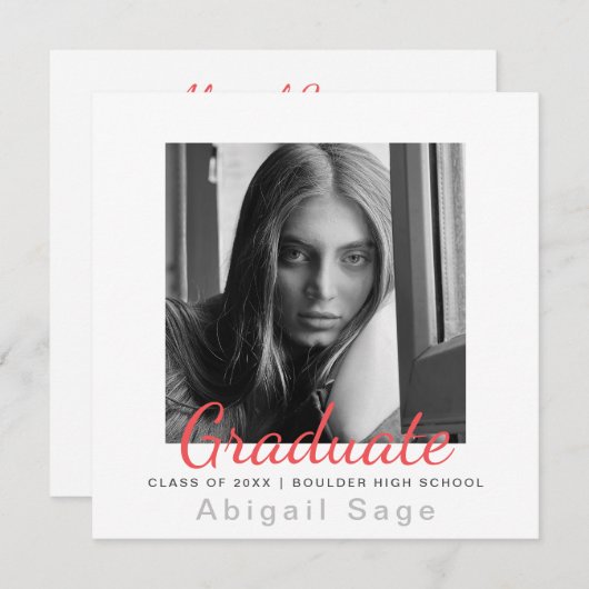 2 Foto Einfach Moderner Minimalistischer Abschluss Ankündigung (Vorne/Hinten)