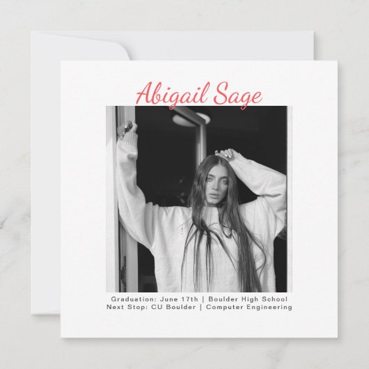 2 Foto Einfach Moderner Minimalistischer Abschluss Ankündigung (Rückseite)