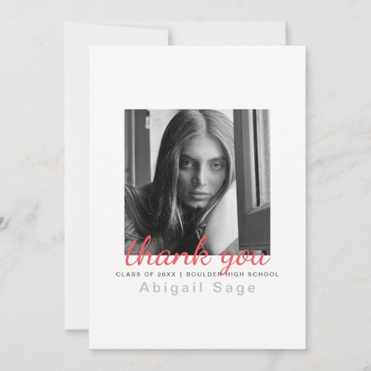 2 Foto Einfach Moderner Minimalistischer Abschluss Dankeskarte (Vorderseite)