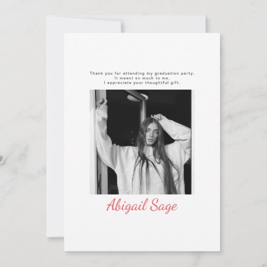 2 Foto Einfach Moderner Minimalistischer Abschluss Dankeskarte (Rückseite)