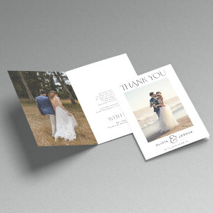 2 Foto einfache moderne Typografie Hochzeit gefalt Dankeskarte