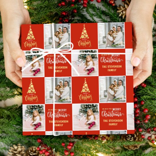 2 Foto Elegant Frohe Weihnachten Gold Geschenkpapier