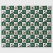 2 Foto Elegant Frohe Weihnachten Grün Gold Geschenkpapier (Flach)