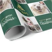 2 Foto Elegant Frohe Weihnachten Grün Gold Geschenkpapier (Rolleneckpunkt)