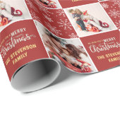 2 Foto Elegant Frohe Weihnachten Rot Geschenkpapier (Rolleneckpunkt)
