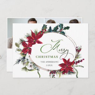2 FOTO Elegant Poinsettia Weihnachtsgrüße Feiertagskarte