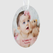 2 Foto Elegante First Christmas Baby Schneeflocken Ornament (Vorderseite)