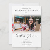 2 Foto Elegante Script Foto Graduation Party Einladung (Rückseite)