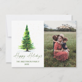 2 FOTO Elegantes Minimalistisches Weihnachtsbaum G Feiertagskarte