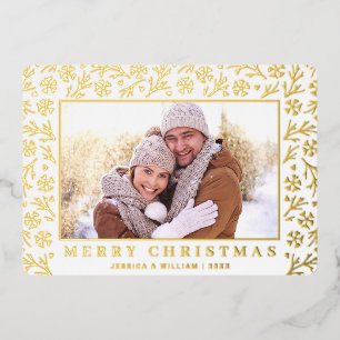 2 Foto Elegantes Weihnachtsblatt Gold Folien Feiertagskarte