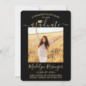 2 Foto Eltern Glückwunsch Black and Gold Abschluss Ankündigung (Vorderseite)