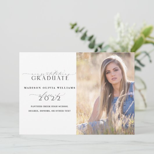 2 Foto Eltern Glückwunsch Einfaches Skript-Abschlu Einladung (Stehend Vorderseite)