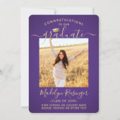 2 Foto Eltern Glückwunsch Lila & Gold Abschluss Ankündigung (Vorderseite)