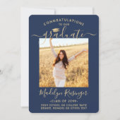 2 Foto Eltern Glückwunsch Navy Blue Gold Abschluss Ankündigung (Vorderseite)