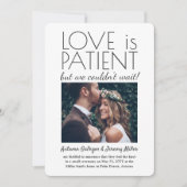 2 Foto Empfang Nur Liebe ist Geduld Hochzeit Einladung (Vorderseite)