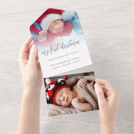 2 Foto Empfänger Anschrift Baby 1 Weihnachtskarte All In One Einladung