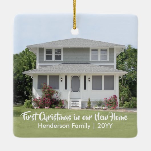 2 Foto Erste Weihnachten Neue Zuhause Chic Moderne Keramikornament (Rückseite)