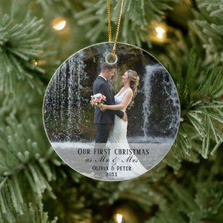 2 Foto Erste Weihnachten Verheiratet als Herr und Keramik Ornament