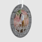 2 Foto Erste Weihnachten Verlobte graue Imitate Ho Ornament (Vorderseite)