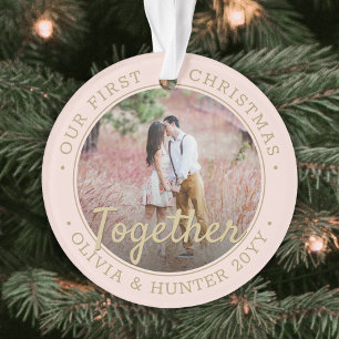 2 Foto Erstes Weihnachtsfest - Rosa und Gold Ornament