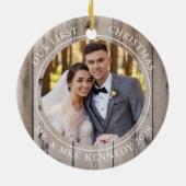 2 Foto Erstes Weihnachtsholz Verheiratetes Holz Keramik Ornament (Hinten)