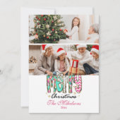 2 Foto Farbige Retro Fröhliche Weihnachten (Vorderseite)