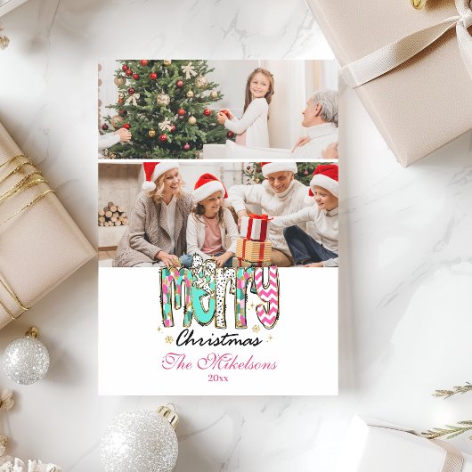 2 Foto Farbige Retro Fröhliche Weihnachten