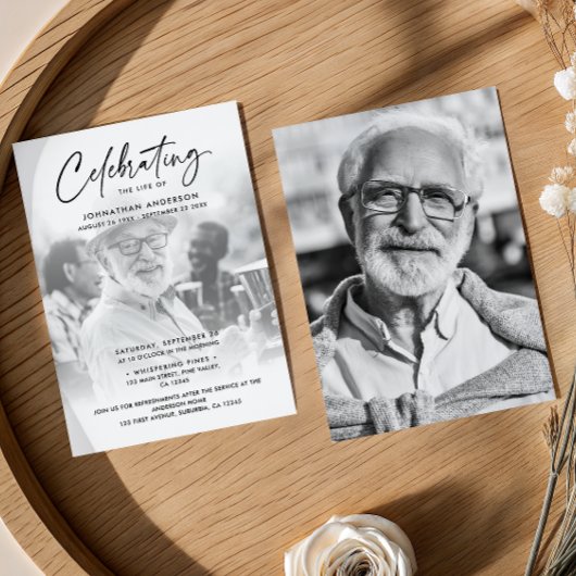 2-Foto-Feier zum Leben/Beerdigung/Gedenkfeier Einladung