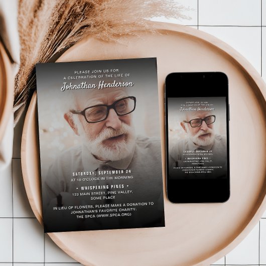 2-Foto-Feier zum Leben/Beerdigung/Gedenkfeier Einladung