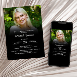 2-Foto-Feier zum Leben/Beerdigung/Gedenkfeier Einladung