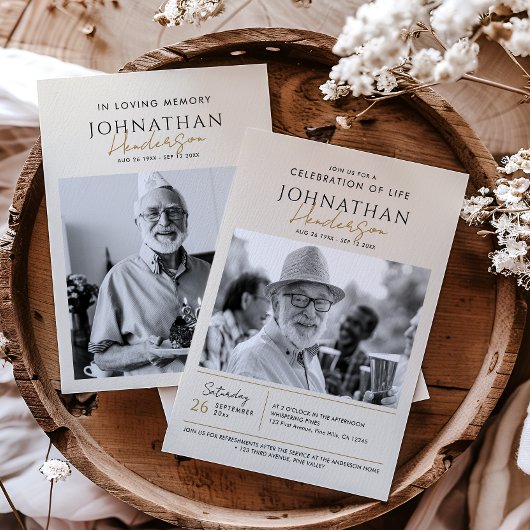 2-Foto-Feier zum Leben/Beerdigung/Gedenkfeier Einladung