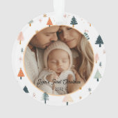 2 Foto "First Christmas" Nordic Tree Pattern Ornament (Rückseite)