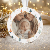 2 Foto "First Christmas" Nordic Tree Pattern Ornament
