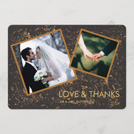 2 Foto Frame Gold und Black Wedding Vielen Dank Dankeskarte