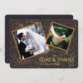 2 Foto Frame Gold und Black Wedding Vielen Dank Dankeskarte (Vorne/Hinten)